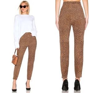 LPA Leather Suede Leopard Cheetah Button High Waisted Ankle Pant Size M